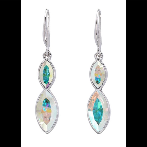 Touchstone Crystal Swarovski TCS marquise aurora borealis drop dangle earrings - Picture 1 of 3